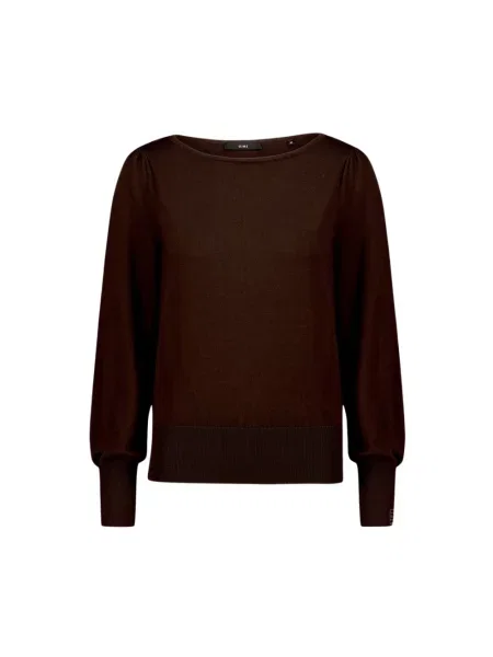 Dzianinowy sweter Zero z dekoltem w łódkę brązowy