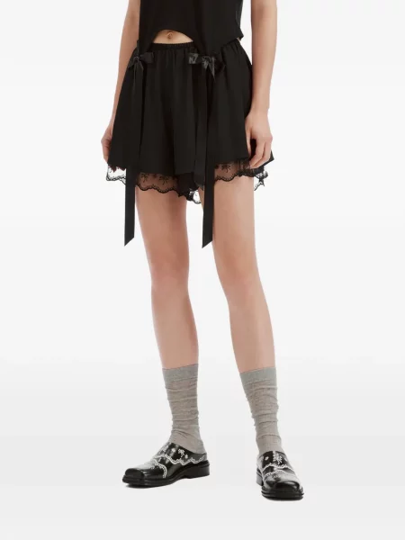 Pantaloni scurți Simone Rocha cu funde din dantelă negru