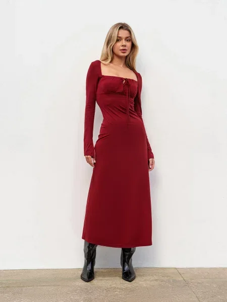 Сукня міді Romashka Фаталія віскоза/нейлон бордовий