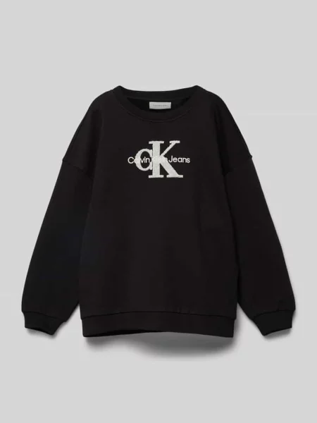 Bluza o kroju oversized z nadrukiem z logo model ‘TEDDY’ Calvin Klein Jeans czarna