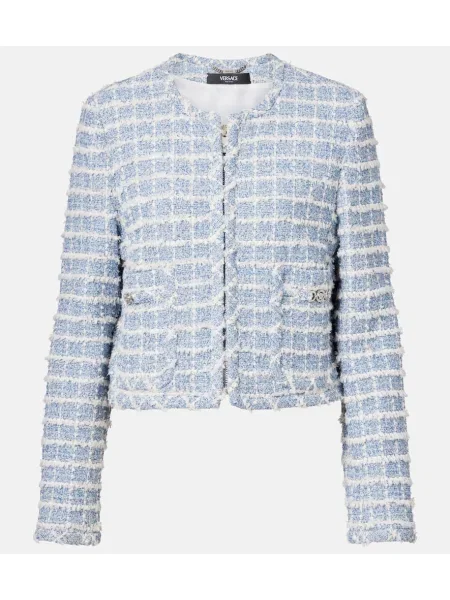 Geacă Versace din tweed albastru
