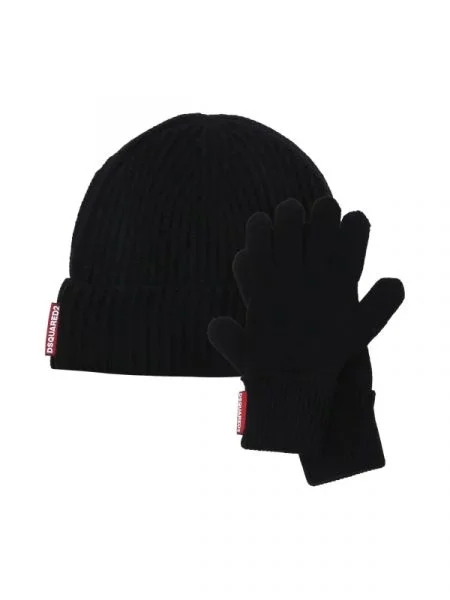 De lână căciulă + mănuși negru