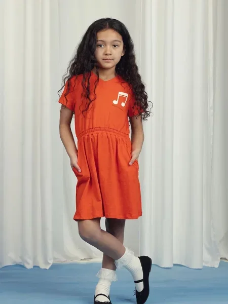 Mini Rodini Dětské šaty Note oranžové