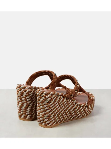 Espadrile Valentino Garavani din piele cu pană maro