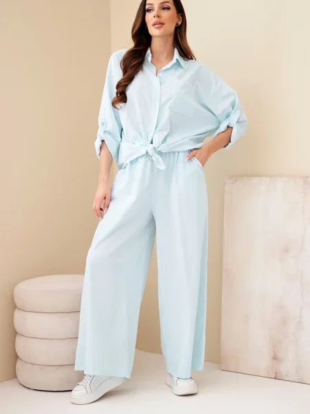 Cămașă Kesi Włoski cu picior lat turcoaz