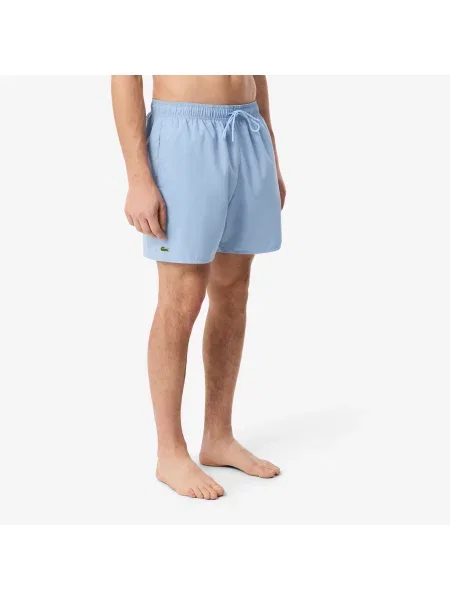 Lacoste Monochromatyczne Kąpielówki Średniej Długości niebieski