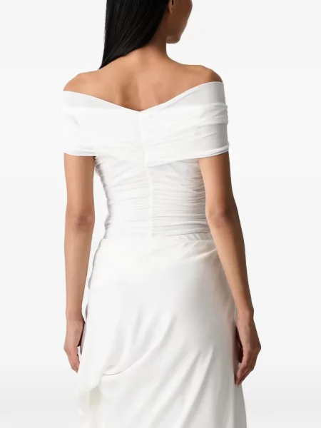 Top Bardot alb