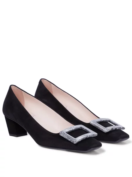 Pantofi cu toc Roger Vivier din piele de căprioară negru
