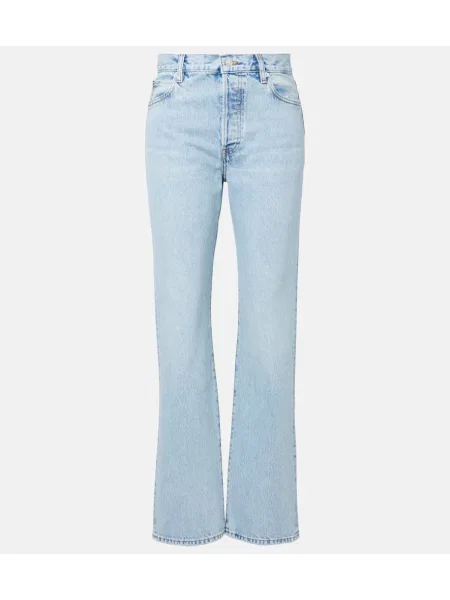 Proste jeansy Frame z wysoką talią niebieskie