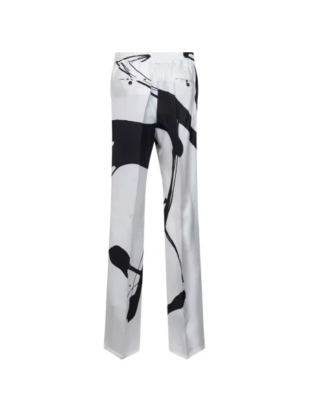 Pantaloni Kiton de mătase cu imagine alb