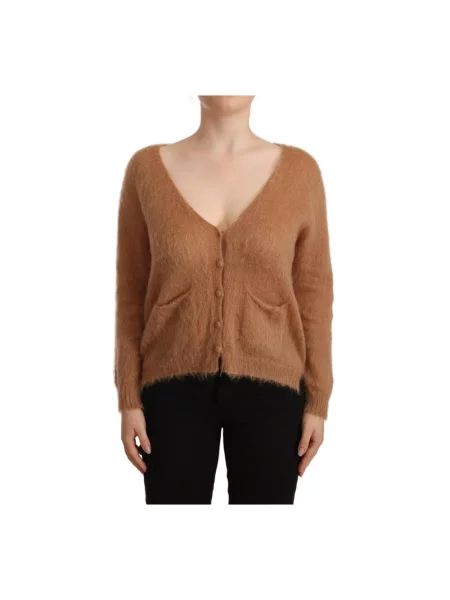 Kardigan Pink Memories z długim rękawem wełniany różowy