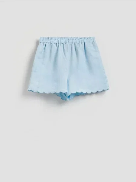 Reserved Pantaloni scurți cu adaos de in albastru-pal albastru