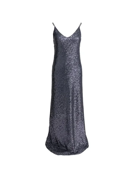 Rochie maxi Semper cu paiete cu decolteu în V de costum gri