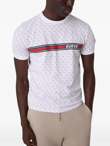 Tricou Guess cu autograf alb