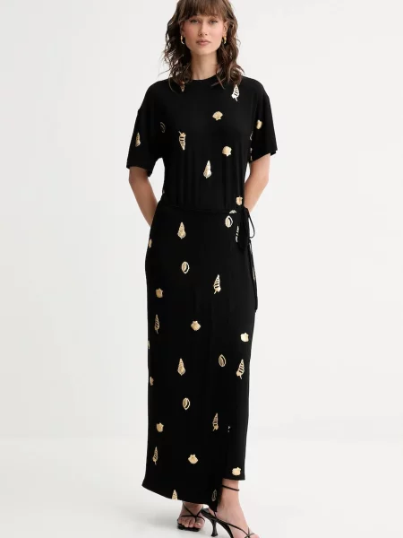 Never Fully Dressed rochie Leia maxi drept negru