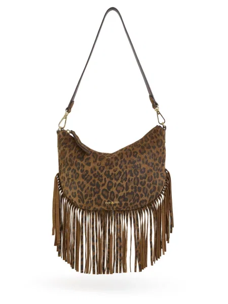 Nat&Nin Torba za čez ramo LUNE FRANGE rjava