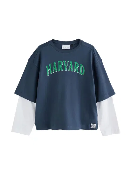 Next Tricou bleumarin / verde alb