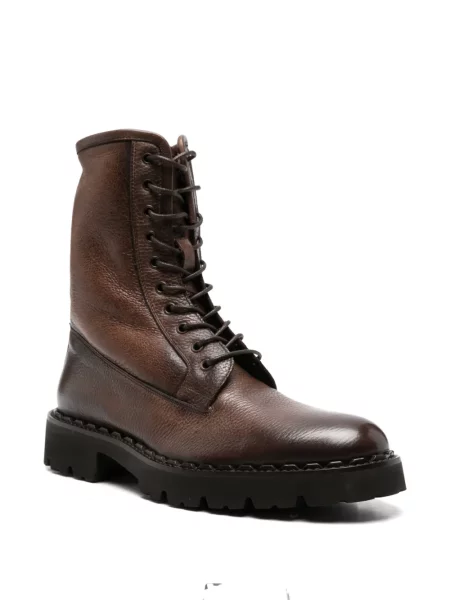 Botine Eleventy cu șireturi din piele maro