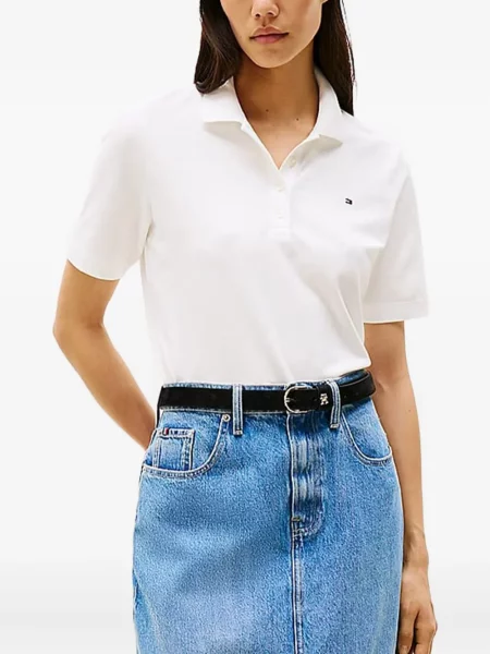 Polo Tommy Hilfiger cu autograf alb