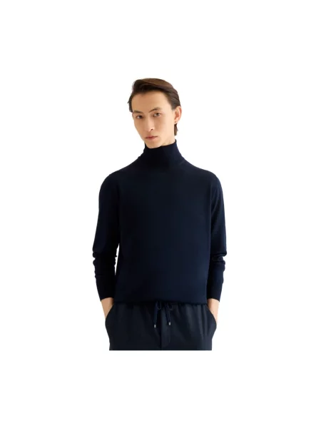 Sweter z golfem Agnona z kaszmiru niebieski