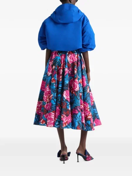 Fustă Givenchy cu model floral cu imagine din poplin albastru