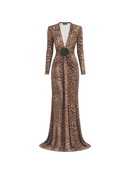 Rochie maxi Roserry cu model floral cu imagine maro