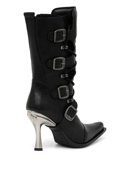 Botine New Rock cu șireturi din dantelă negru