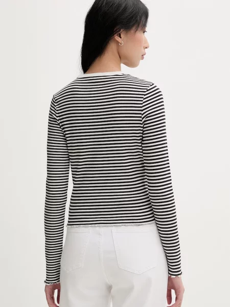 Bluzka z długim rękawem o kroju slim fit z mieszanki bawełny Tommy Jeans czarna