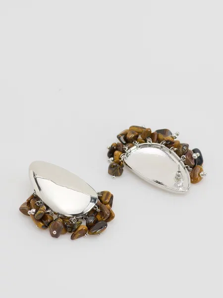 Серьги Reserved с камнями коричневые