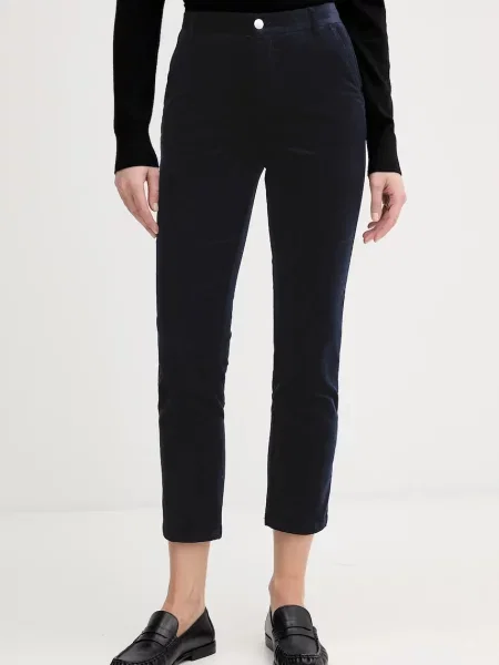 United Colors of Benetton spodnie sztruksowe granatowy fason cygaretki high waist