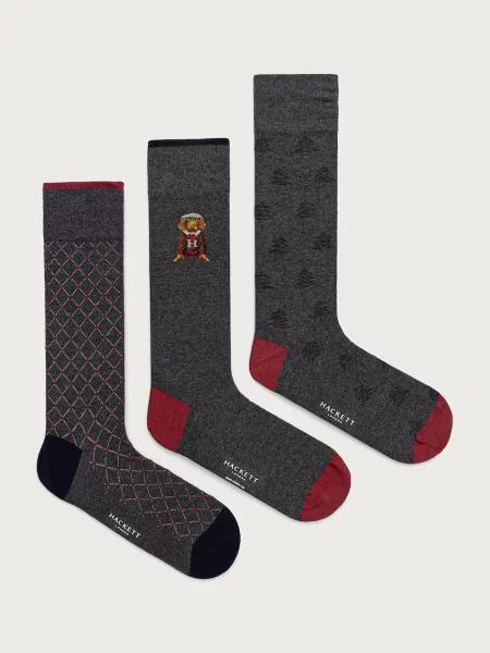 Hackett London șosete pentru bărbați pachet de 3 gri