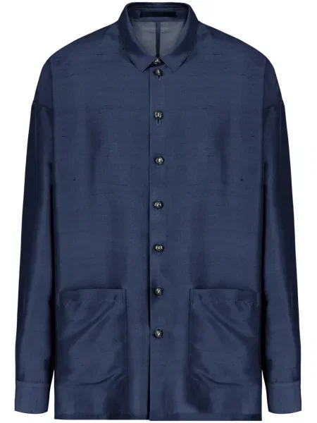 Geacă cămașă Giorgio Armani de mătase albastru