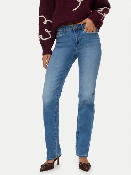 VERO MODA Jeansy Kobieta L Denim Klasyczne jasne jeansy proste nogawki niebieski