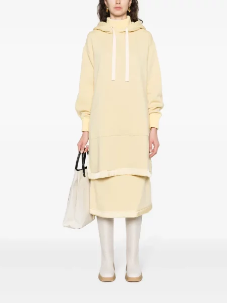 Hanorac cu glugă Jil Sander tricotate cu crăpătură galben