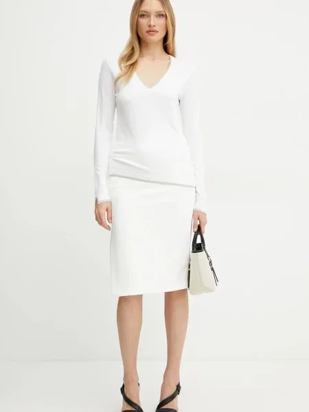 Lekki sweter Liu Jo z dekoltem w serek biały