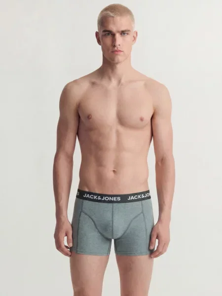 JACK & JONES Boxerky JACFax mätová / tmavozelená / zelená melírovaná biela