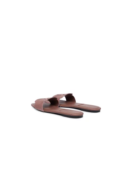 Šlepetės Calvin Klein Square Flat Sndl Embl Suede rožinė