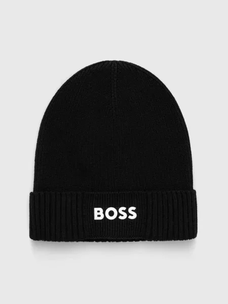 Шерстяная шапка Boss Green черная