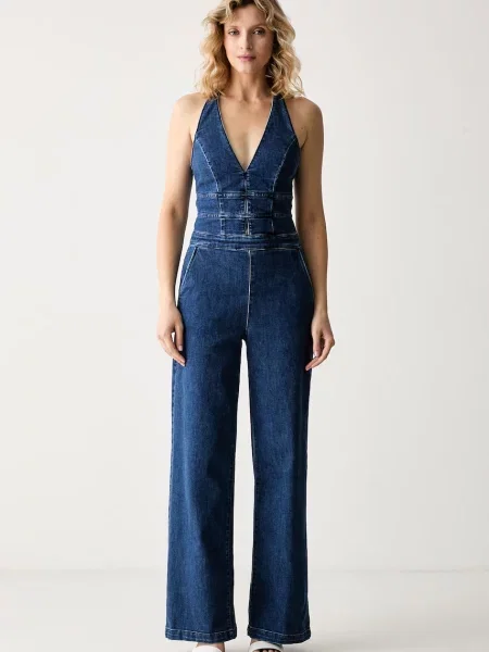 Guess salopetă pentru femei din denim VAL albastru