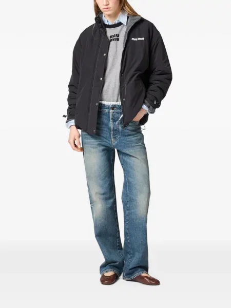 Geacă Miu Miu din fleece negru