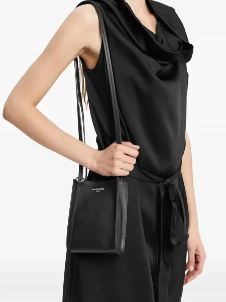 Кожена кожена чанта Ann Demeulemeester черно