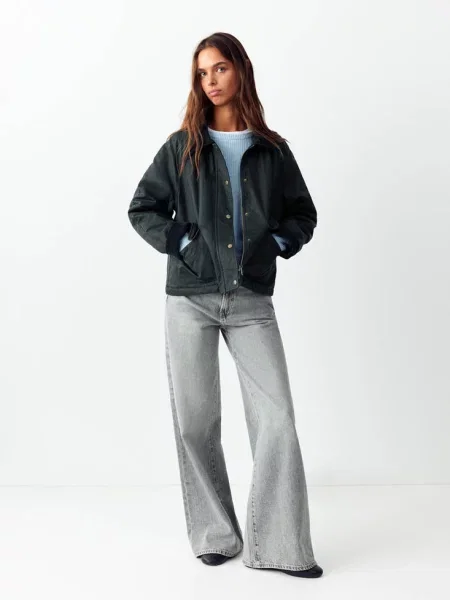 Parka ze sztruksowym kołnierzem Teen XL MANGO TEEN granatowy
