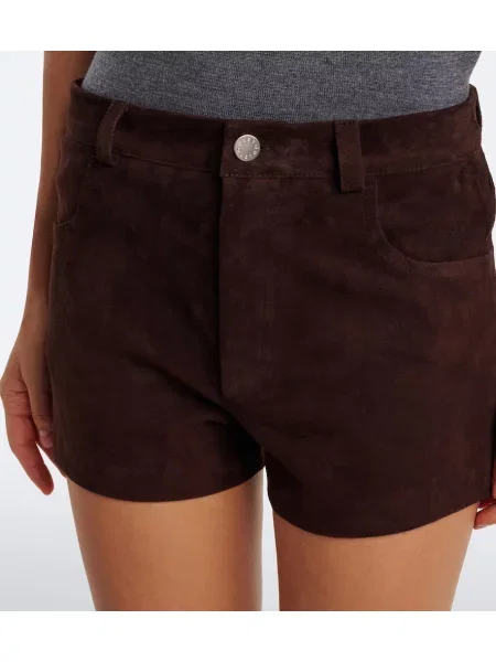 Pantaloni scurți Stouls din piele de căprioară maro