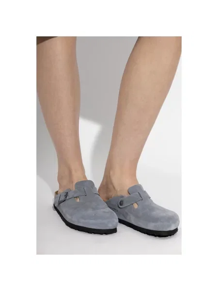 Klapki Birkenstock skórzane niebieskie