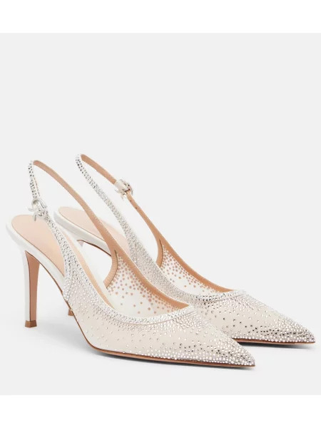 Pantofi cu toc Gianvito Rossi din piele slingback alb