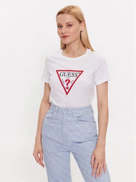 GUESS Marškinėliai raudona / juoda balta