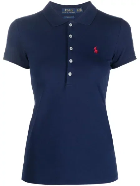 Haftowane szerokie polo Polo Ralph Lauren o krotszym kroju niebieskie