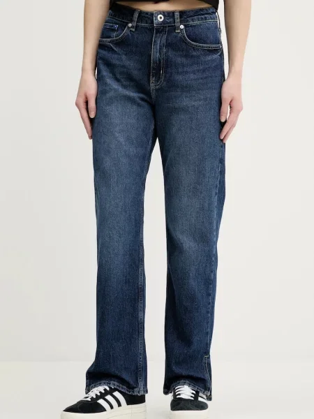 Дънки Karl Lagerfeld Jeans с висока талия синьо