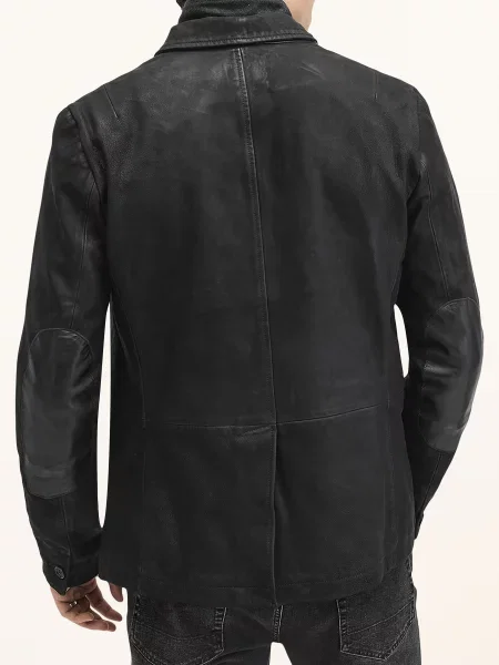 Allsaints Kožená Bunda Survey černá