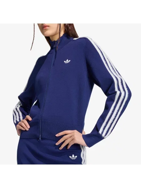 Jachetă adidas Knitted Firebird Track Top Dark Blue/ White S alb